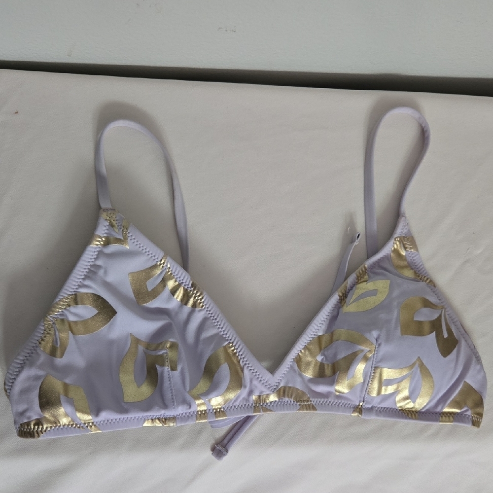 J. Crew Gold Foil White Triangle Bra